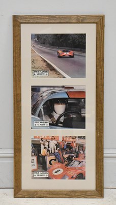 Lot 1482 - STEVE MCQUEEN; a framed montage of three photo...
