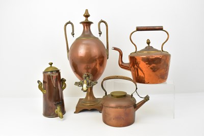 Lot 885 - A large Victorian style copper tea urn of...