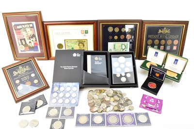 Lot 996 - Various coin displays including five framed...