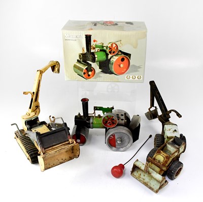 Lot 374 - Two Mamod steam engines, two Tonka toys, a...