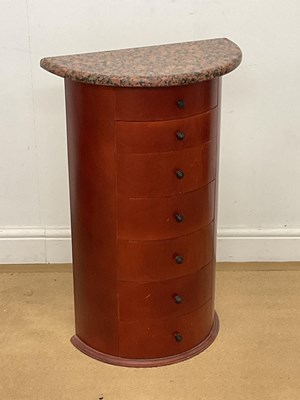 Lot 568 - A modern marble topped stained veneer...
