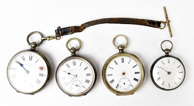 Lot 1145 - Four hallmarked silver cased open face pocket...