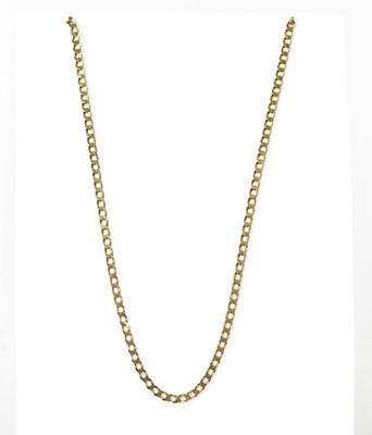 Lot 1105 - A 9ct gold flat link necklace, marked '375',...