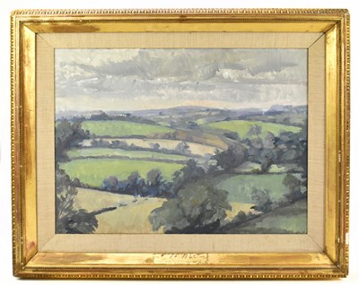 Lot 1412 - PETER JOHN GARRARD (1929-2004); oil on canvas, Rain Coming, Evening Light