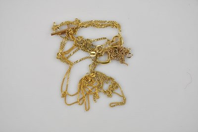 Lot 537 - Four 9ct gold dainty link necklaces, some with...
