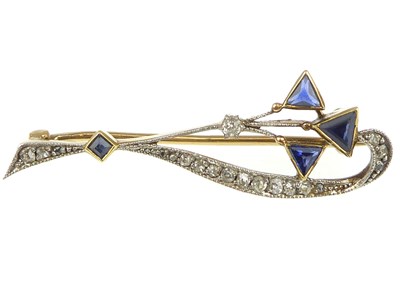 Lot 1149 - A Continental Art Deco diamond and sapphire...