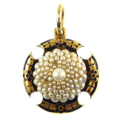 Lot 1180 - A 19th century mourning brooch, the centre...