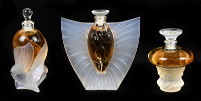 Lot 785 - LALIQUE; a set of unused Les Flacons...