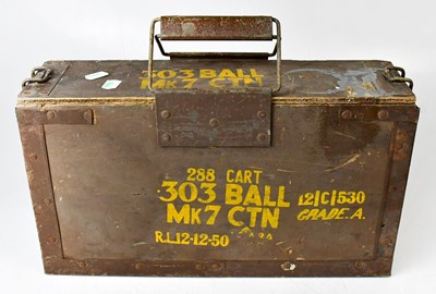 Lot 570 - A metal-bound wooden .303 ball ammunition...