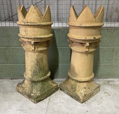 Lot 2758 - A pair of crown top stone chimney pots with...