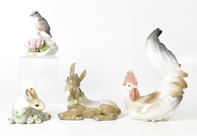 Lot 110 - LLADRÓ; four porcelain figures of animals,...