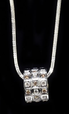 Lot 505 - An 18ct white gold cobra link chain, set with...