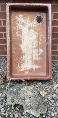 Lot 2760 - A brown glazed half Belfast sink, 12 x 76 x...
