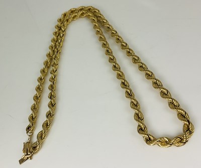 Lot 893 - A 9ct gold rope twist chain, length 62cm,...