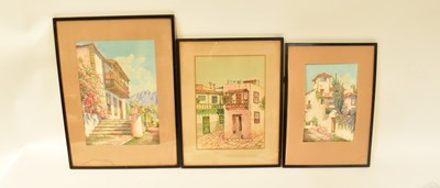Lot 817 - Three watercolours of Mediterranean scenes,...