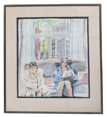 Lot 179 - UNATTRIBUTED; a pastel on paper, interior...