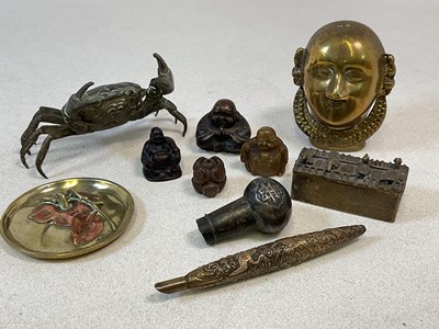 Lot 99 - An Eastern figure of a crab, a small metal...
