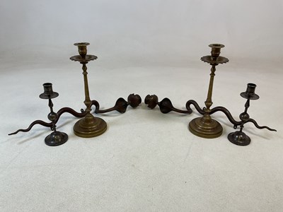 Lot 98 - An unusual pair of wall mounted serpent candle...
