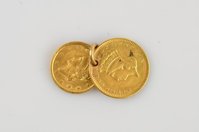 Lot 1038 - Two United States of America $1 gold coins,...