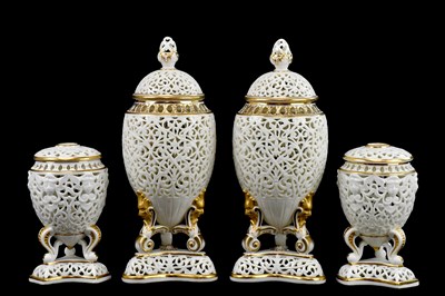 Lot 1673 - GRANGER & CO, WORCESTER; a pair of reticulated...