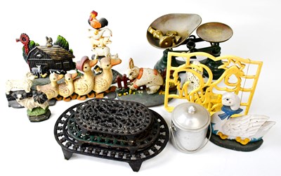 Lot 888 - A mixed lot of metalware, including book stand,...