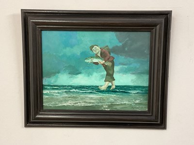 Lot 2230 - DAVID EUSTACE; oil and acrylic on board, 'Boy...