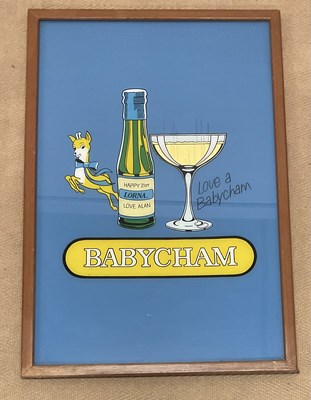Lot 2137 - BABYCHAM; a poster with Happy 21st Lorna, Love...