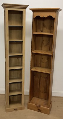 Lot 2865 - A pine seven shelf open bookcase or CD rack,...