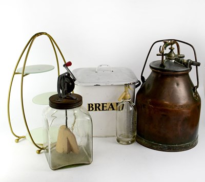 Lot 129 - Five kitchenalia items comprising a copper...