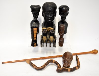 Lot 270 - A collection of African carvings including...