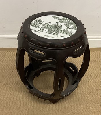 Lot 106 - A Chinese low stool of barrel form,...