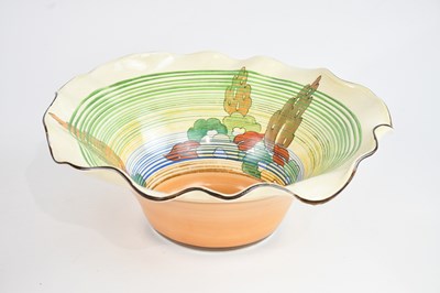 Lot 1431 - CLARICE CLIFF; a circular bowl with wavy rim,...