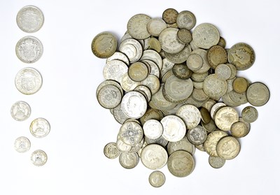 Lot 1019 - A quantity of pre-1947 UK coins with half...
