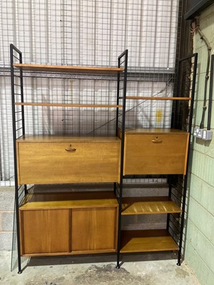 Lot 2776 - STAPLES LADDERAX; a teak modular shelving...