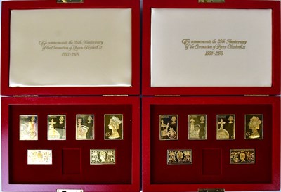 Lot 1007 - Two cased part sets of silver gilt replica...