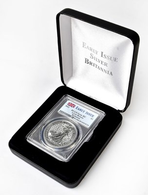 Lot 980 - A 2022 early issue 1oz fine silver Britannia,...
