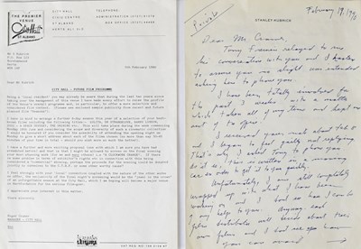 Lot 404 - STANLEY KUBRICK; a handwritten letter on...