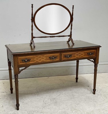 Lot 181 - A late Victorian inlaid oak two drawer...