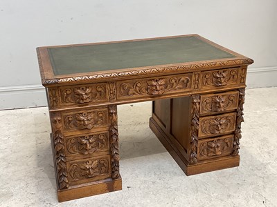 Lot 121 - A late 19th century light oak twin pedestal...