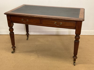 Lot 2797 - An Edwardian mahogany two drawer writing table,...