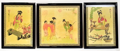 Lot 129 - A pair of Chinese watercolours depicting a...