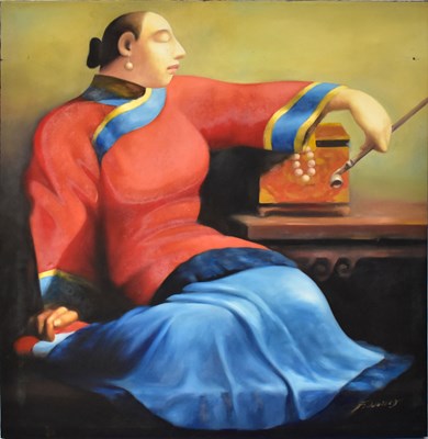 Lot 795 - UNATTRIBUTED; oil on canvas, female figure...