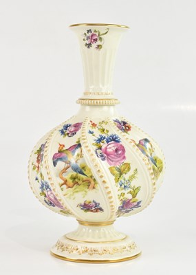 Lot 1875 - ROYAL WORCESTER; an unusual hand painted vase...