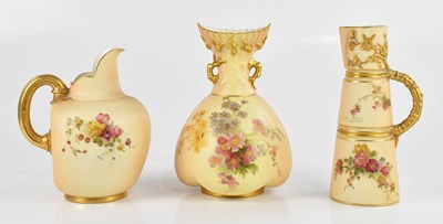 Lot 1866 - ROYAL WORCESTER; three pieces of blush ivory,...