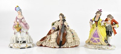 Lot 1750 - DRESDEN; a Continental porcelain figure group...