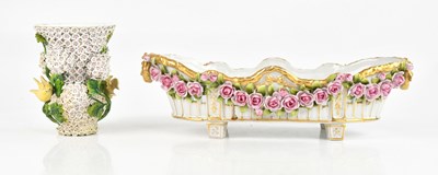 Lot 1754 - MEISSEN; a 19th century floral encrusted vase...