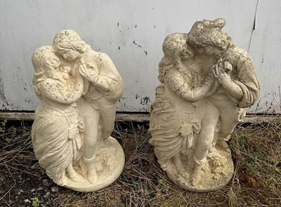 Lot 2754 - A pair of reconstituted garden ornaments of...