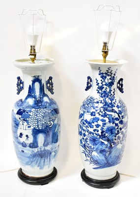 Lot 149 - Two large blue and white twin-handled vases,...