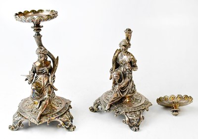 Lot 902 - ELKINGTON; a pair of silver-plated figural...