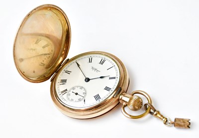 Lot 1148 - WALTHAM; a gold-plated full hunter pocket...